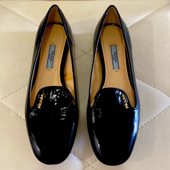 Prada Black Leather Patent Slip on Loafers Flat - Picture 9 of 9